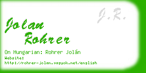 jolan rohrer business card